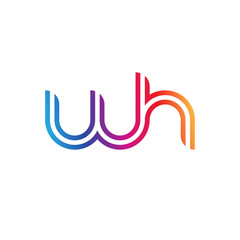 Fototapeta premium Initial lowercase letter wh, linked outline rounded logo, colorful vibrant gradient color
