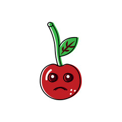 cherry sad fruit kawaii icon image vector illustration design 