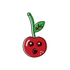 cherry yelling talking fruit kawaii icon image vector illustration design 