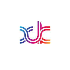 Fototapeta premium Initial lowercase letter xk, linked outline rounded logo, colorful vibrant gradient color
