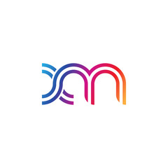 Initial lowercase letter xm, linked outline rounded logo, colorful vibrant gradient color