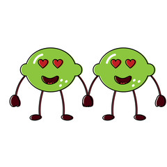limes or lemons in love heart eyes fruit kawaii icon image vector illustration design 
