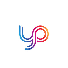 Initial lowercase letter yo, yp, linked outline rounded logo, colorful vibrant gradient color