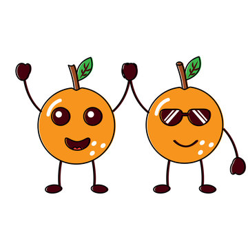 orange happy sunglasses fruit kawaii icon image vector illustration design 