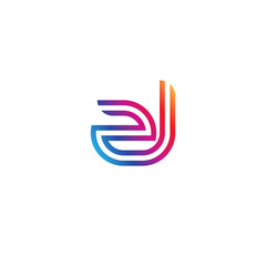 Initial lowercase letter zl, linked outline rounded logo, colorful vibrant gradient color