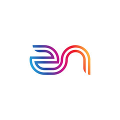 Initial lowercase letter zn, linked outline rounded logo, colorful vibrant gradient color