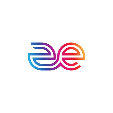 Initial lowercase letter ze, linked outline rounded logo, colorful vibrant gradient color