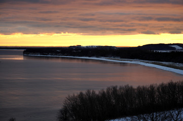Sonnenuntergang im Winter auf Rügen,Göhren, Schwedenbrücke und Groß Zicker