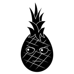 kawaii pineapple fruit expression facial cartoon vector illustration