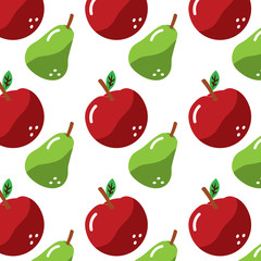 fruit apple and pear fresh seamless pattern vector illustration