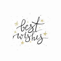 Best wishes Christmas and New Year brush calligraphy isolated on white background. New Year card decoration. Quote isolated on background.