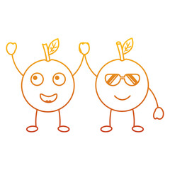 kawaii two cartoon fruit orange funny vector illustration