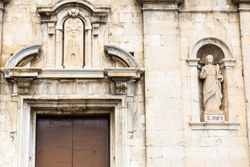 Fototapeta na wymiar Basilica of Santa Maria, Castel di Sangro, Abruzzo, Italy. October 13, 2017