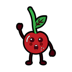 kawaii cherry cartoon fruit facial expression vector illustration