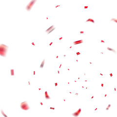 Red confetti explosion celebration isolated on white background. Falling confetti. Abstract decoration party, birthday celebrate or Christmas, New Year confetti decor Vector illustration