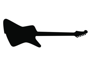 High Quality Hand Drawn Black Silhouette of and Heavy Metal Guitar