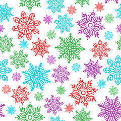 Vector seamless pattern with snowflakes