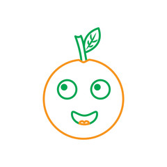 kawaii cartoon orange fruit funny character vector illustration line green orange