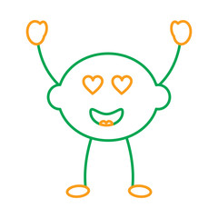 kawaii lemon citrus fruit cartoon face vector illustration line green orange