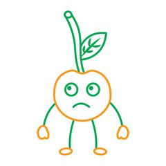 cherry sad fruit kawaii icon image vector illustration design 
