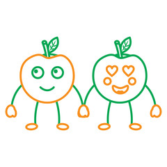 apples happy and in love fruit kawaii icon image vector illustration design 