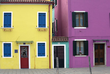 Fototapeta na wymiar Multi colored houses of Burano Venice Italy