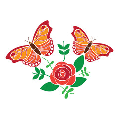 flowers and butterfly icon image vector illustration design 