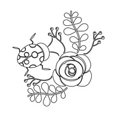 flowers and ladybugs icon image vector illustration design  black line black line