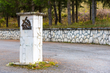 Historic Muretto at the entrance of the cemetery of Roccaraso, Abruzzo, Italy. October 13, 2017
