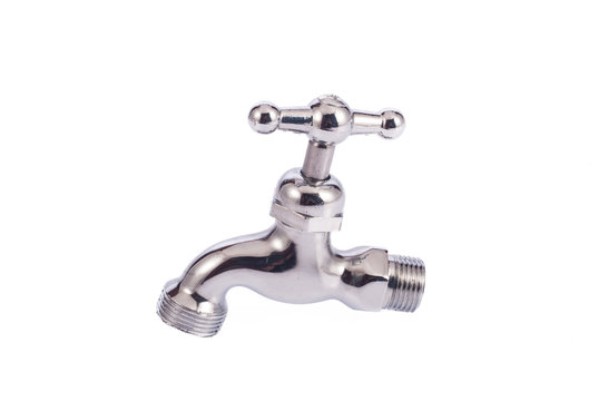 water faucet on white background