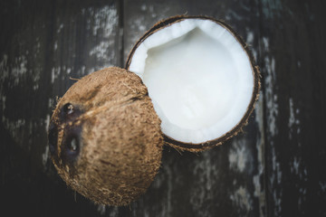 Coconut Background over wooden table