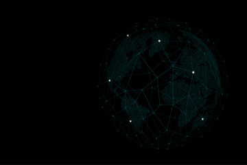 World map dot, connect, Global network