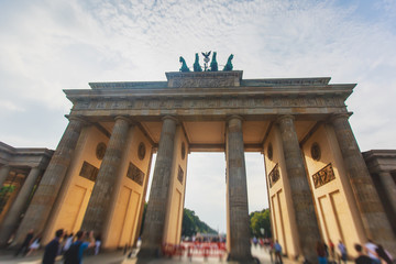 View of Brandendurg Gate, an 18th-century neoclassical monument in Berlin, Germany