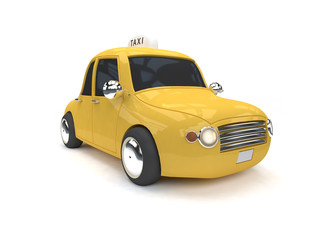 Fototapeta na wymiar retro car-yellow taxi white background 3d rendering
