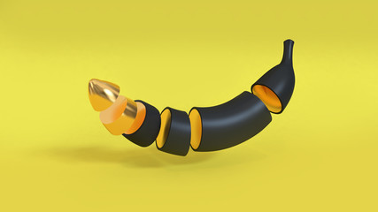 abstract blank gold banana floating minimal yellow background 3d rendering
