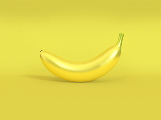 abstract banana 3d rendering yellow background 