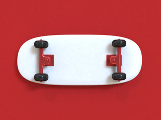 abstract skateboard 3d rendering red background sport concept