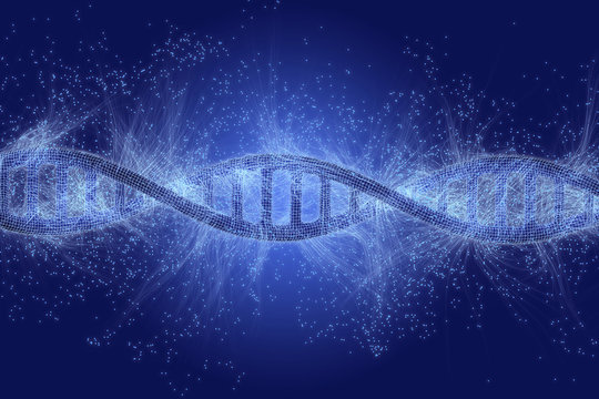 Biotechnology, conceptual illustration. DNA (deoxyribonucleic acid) molecule.