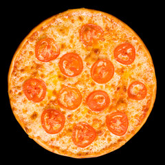 pizza with tomato circles, isolated