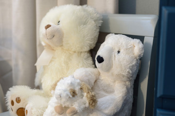 Obraz premium Close up of teddy bears in a baby's nursery