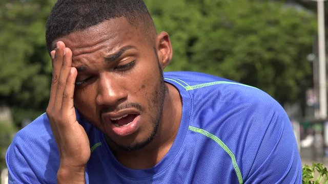 Tired Black Male Athlete