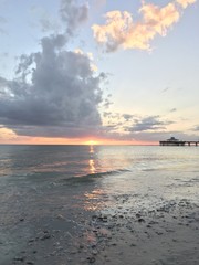 Ft. Myers Beach and Pier at Sunset - 183046106
