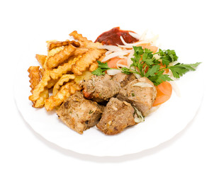 fried meat and potatoes