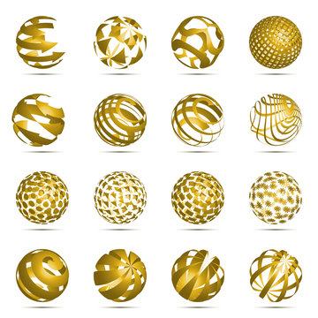 Abstract 3d sphere circle logos icon set for vector graphic design concept