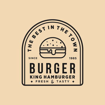 Vintage burger king shop vector logo illustration emblem