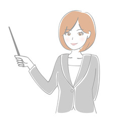 スーツ姿の女性　指示棒