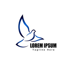 flying dove bird art logo