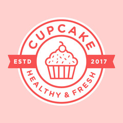 Cupcake vintage logo illustration vector template emblem