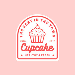 Cupcake vintage logo illustration vector template emblem