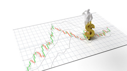 gold stock exchange graph candlestick graph stock market currency business man and financial investor money background investment and money chart indicator copy space minimal concept 3D illustration